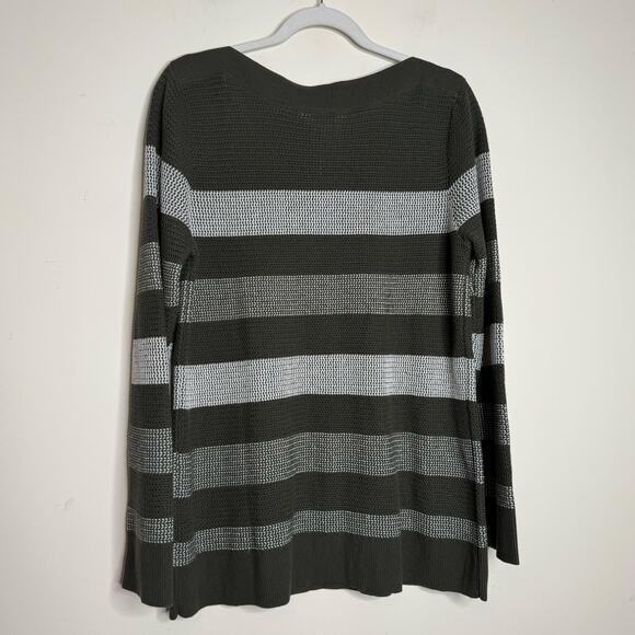 Market & Spruce Waffle Knit Boat Neck Sweater - Green Gray Striped NWT Size XL - Picture 6 of 8